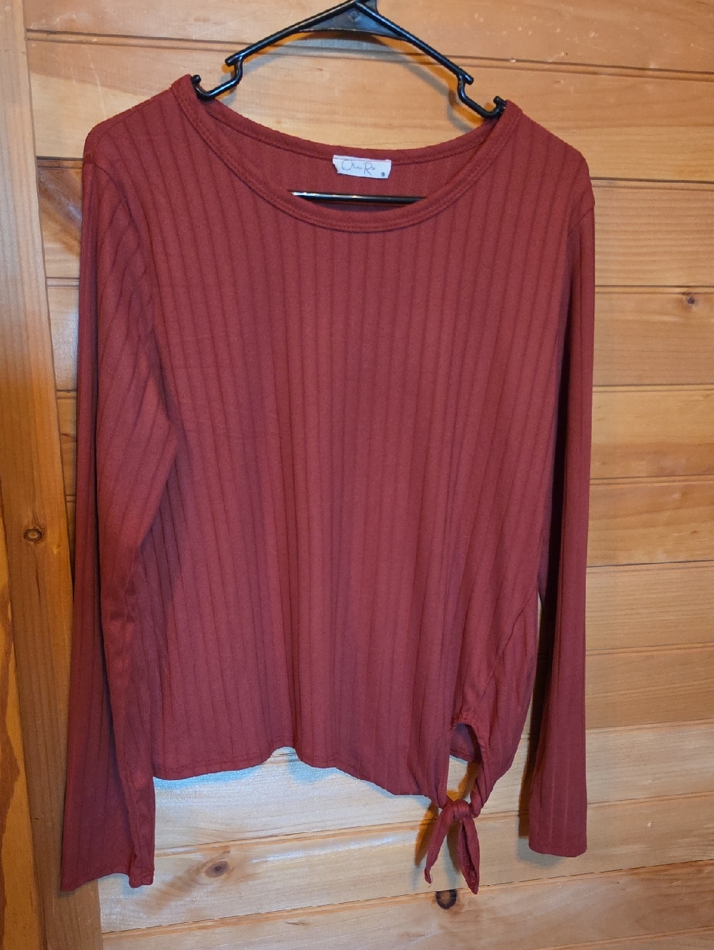 Olivia Rae Ribbed Long Sleeve Top in Rust